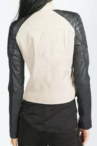 women's black and white lambskin leather biker jacket classic moto premium