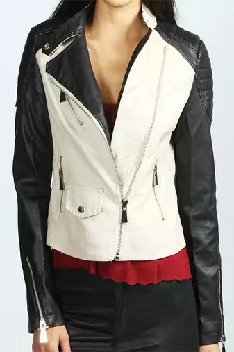 women's black and white lambskin leather biker jacket classic moto premium