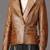 Genuine tan brown color sheepskin jacket women leather coat casual with pocket