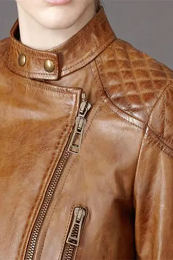 women's brown sheepskin leather jacket classic zip up style
