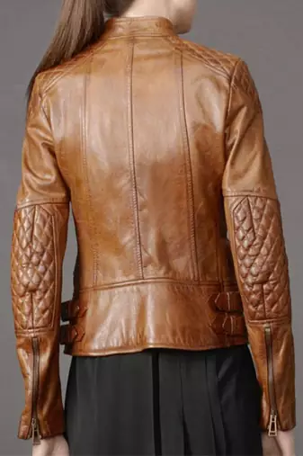 women's brown sheepskin leather jacket classic zip up style