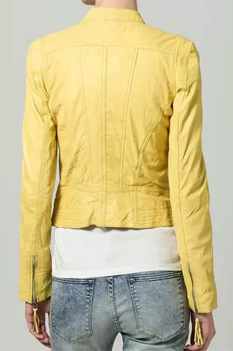 women's genuine sheepskin leather biker jacket stand up collar style premium