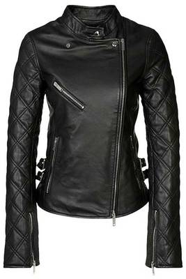women's black lambskin leather biker jacket classic moto zip style authentic sophisticated 1