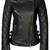 Women’s black stylish zip pockets leather jacket genuine lambskin western biker style