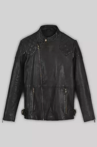 Women’s real lambskin black leatherjacket with 2 zip pockets western style motorcycle