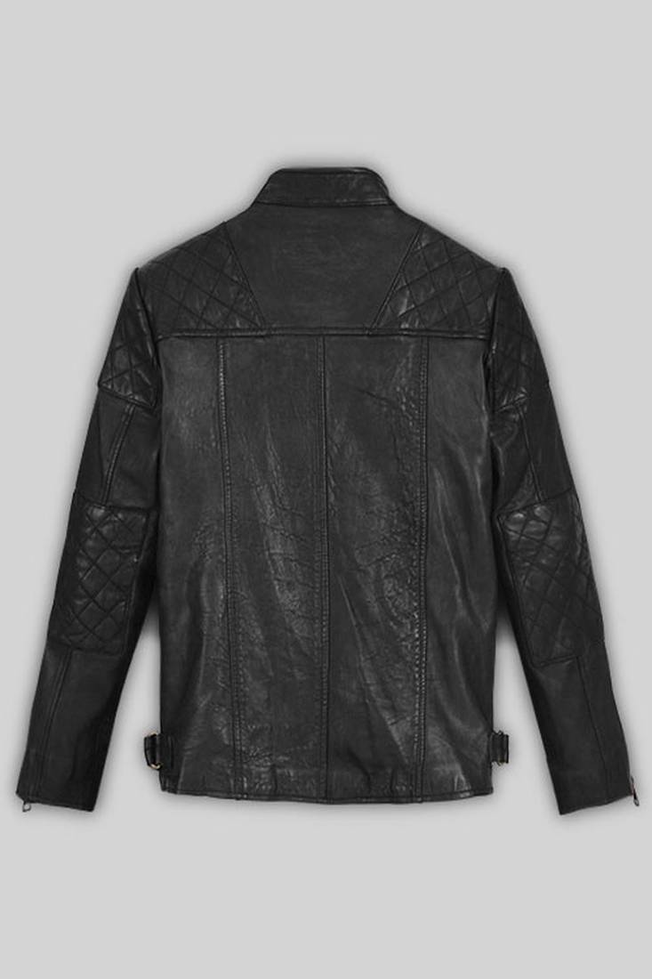 Women’s real lambskin black leatherjacket with 2 zip pockets western style motorcycle