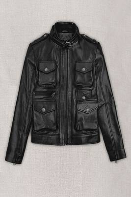 women's black lambskin leather biker jacket vintage inspired look 2