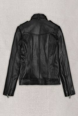 women's black lambskin leather biker jacket vintage inspired look 3