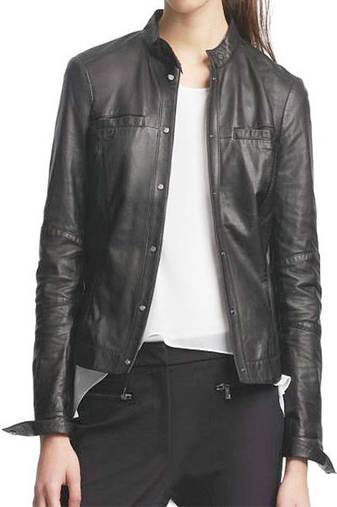 Women’s soft lambskin black bomber jacket slim fit stylish motorcycle look