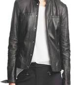 Women’s soft lambskin black bomber jacket slim fit stylish motorcycle look