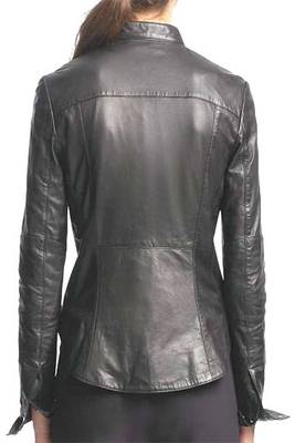 women's black lambskin leather bomber jacket ribbed cuffs and waist stylish 2