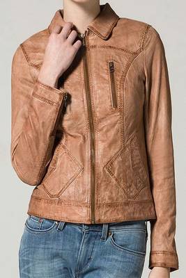 women's brown lambskin leather jacket classic zip up style exclusive 1