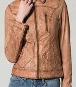 Women tan brown genuine leather jacket slim fit classic formal jacket handmade premium lambskin