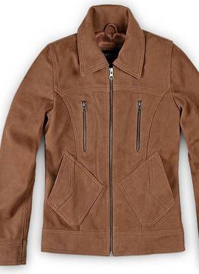 women's brown lambskin leather jacket classic zip up style exclusive 3