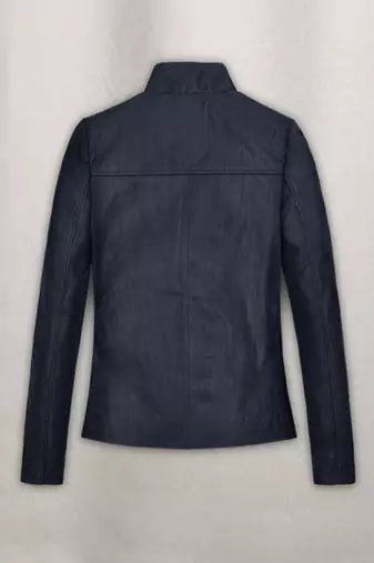 women's blue lambskin leather biker jacket classic moto zip style elegant