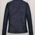 Women's deep blue café racer genuine leather jacket  slim fit button-up casual biker style