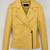 Women’s yellow classic lambskin leather jacket biker motorcycle slim fit stylish