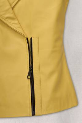 women's yellow lambskin leather biker jacket classic moto zip style premium 3