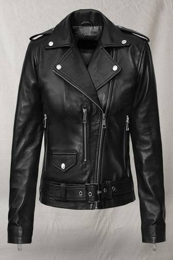 Women’s black genuine leather slim fit classic formal jacket lambskin soft
