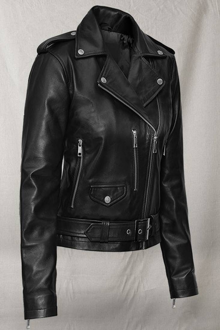 Women’s black genuine leather slim fit classic formal jacket lambskin soft