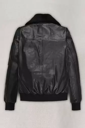 women's genuine lambskin leather bomber jacket luxe fur collar trim