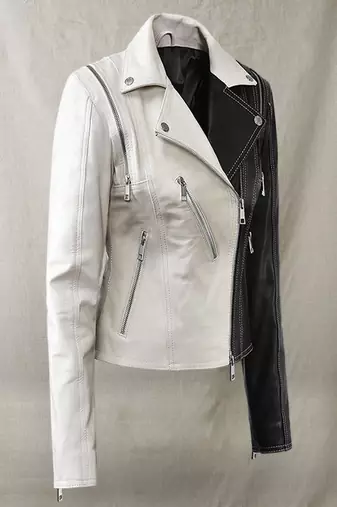 women's black and white lambskin leather biker jacket classic moto exclusive