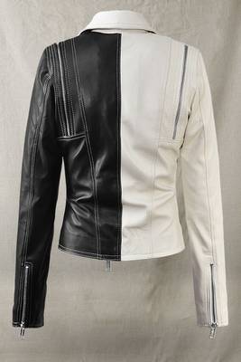 women's black and white lambskin leather biker jacket classic moto exclusive 3