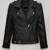 Women’s soft black genuine leather slim fit classic belt jacket lambskin