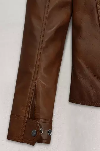 women's brown lambskin leather jacket classic zip up style modern