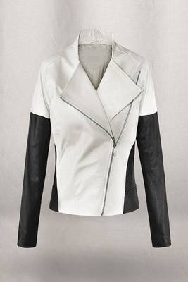 women's white lambskin leather jacket classic zip up style exclusive 1
