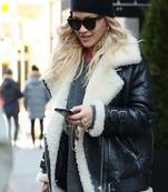 Women’s fury collar teal bluiesh lambskin leather coat style elegant jacket