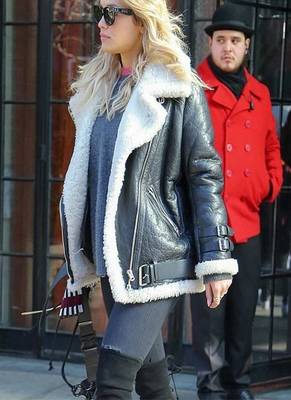 women's teal lambskin leather jacket luxe fur collar trim 2