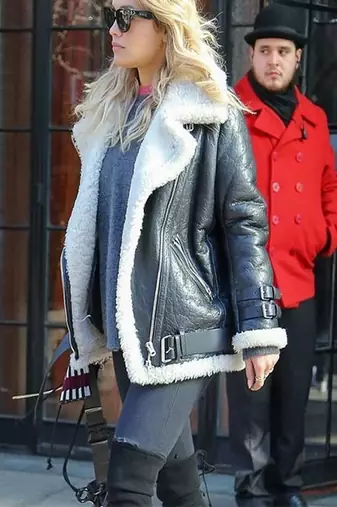 women's teal lambskin leather jacket luxe fur collar trim