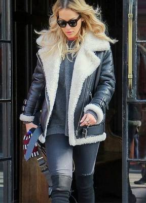 women's teal lambskin leather jacket luxe fur collar trim 3