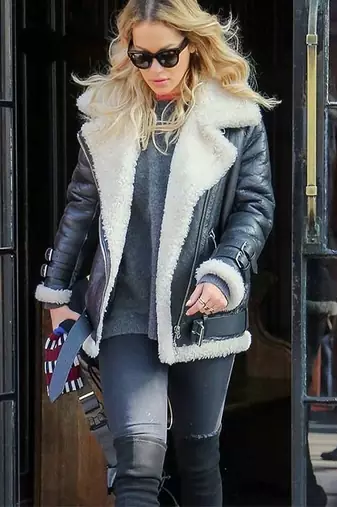 women's teal lambskin leather jacket luxe fur collar trim