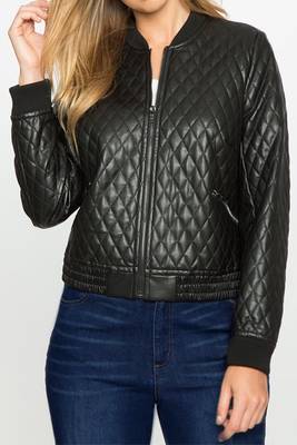 women's black premium lambskin leather jacket premium quilted design 1
