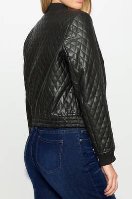 women's black premium lambskin leather jacket premium quilted design 2
