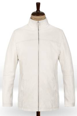 women's white lambskin leather jacket classic zip up style stylish 1