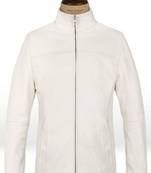 Women celebrity look white soft genuine leather jacket slim fit handmade stylish