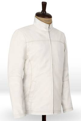 women's white lambskin leather jacket classic zip up style stylish 3
