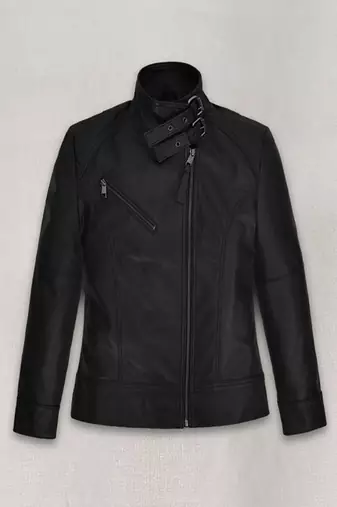 Women celebrity look black soft genuine leather jacket slim fit handmade stylish