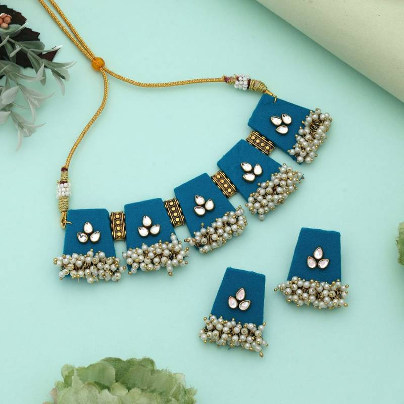 Firozi color choker handcraft necklace set