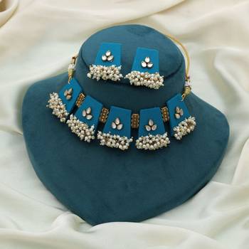 firozi metallic work alloy choker necklace set 2