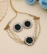 green metallic work alloy choker necklace set