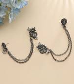 light pink stone work alloy ear cuff earrings