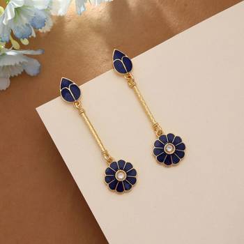 blue meenakari stone alloy drop earrings 1