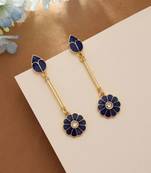 blue meenakari stone alloy drop earrings
