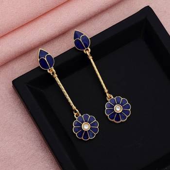 blue meenakari stone alloy drop earrings 2