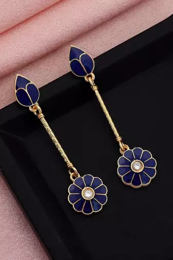 blue meenakari stone alloy drop earrings