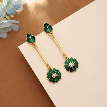 green meenakari stone alloy drop earrings 1